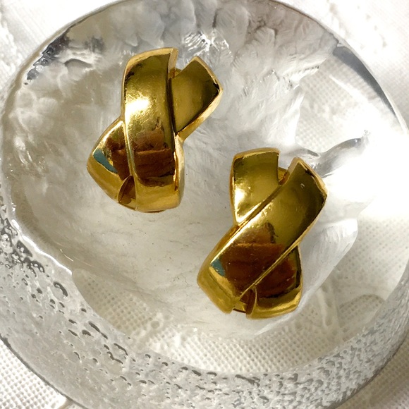 🖤Vtg Chr.Dior©️ X design clip earrings - Picture 4 of 14